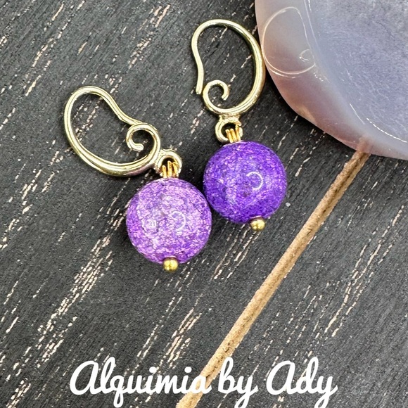 Alquimia Gold and Purple Earrings purple quartz